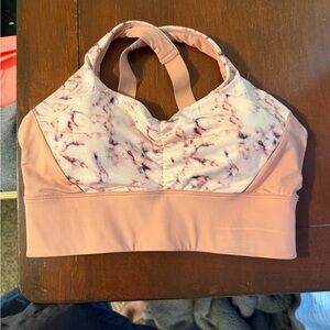 Marble-Print Blush Pink Supportive Sports Bra